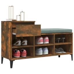 Berkfield Home Shoe Cabinet Smoked Oak 102x36x60 cm Engineered Wood in Brown - Size: 102 x 36 x 60 cm - thumbnail 5