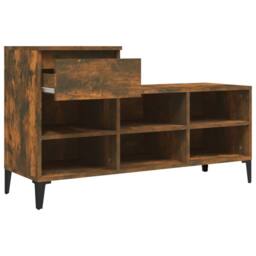 Berkfield Home Shoe Cabinet Smoked Oak 102x36x60 cm Engineered Wood in Brown - Size: 102 x 36 x 60 cm - thumbnail 7