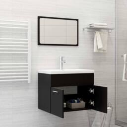 Berkfield Home Bathroom Furniture Set Black Engineered Wood - thumbnail 2