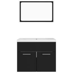 Berkfield Home Bathroom Furniture Set Black Engineered Wood - thumbnail 4