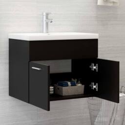 Berkfield Home Bathroom Furniture Set Black Engineered Wood - thumbnail 7