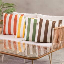 icon 4PK Striped Cushion, x1 Yellow, x1, Olive, x1 Chocolate, x1 Terracotta - thumbnail 2
