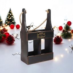 Minster 2 Bottle Wine Holder - Wood - L10 x W21 x H39 cm - Black - Size: 1 Pack - thumbnail 1