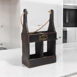 Minster 2 Bottle Wine Holder - Wood - L10 x W21 x H39 cm - Black - Size: 1 Pack - thumbnail 2