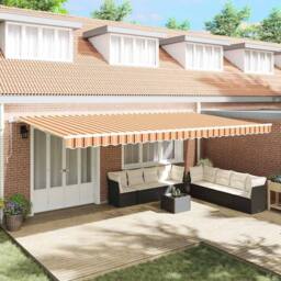 Berkfield Home Manual Retractable Awning Yellow & Orange 600x300 cm - thumbnail 2