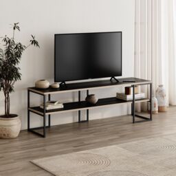 "Decortie Black Friday' Modern TV Unit 140cm Open Shelf Metal Frame for 55"" TVs - Size: 1 Pack" - thumbnail 2