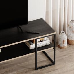 "Decortie Black Friday' Modern TV Unit 140cm Open Shelf Metal Frame for 55"" TVs - Size: 1 Pack" - thumbnail 4