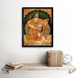"Artery8 Painting Krishnappa Hindu Goddess Saraswati 12x16"" Framed Art Print in Orange - Size: W12"" x H16""" - thumbnail 2