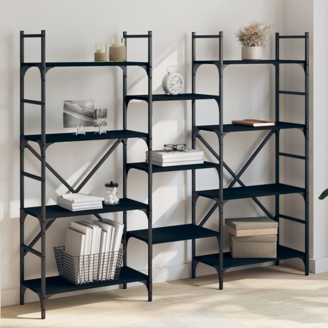 Berkfield Home Bookshelf Black 160x28.5x136.5 cm Engineered Wood - image 1