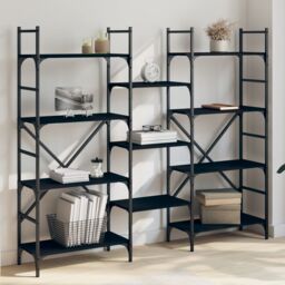 Berkfield Home Bookshelf Black 160x28.5x136.5 cm Engineered Wood - thumbnail 1