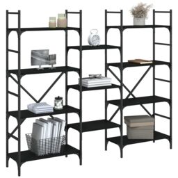 Berkfield Home Bookshelf Black 160x28.5x136.5 cm Engineered Wood - thumbnail 4