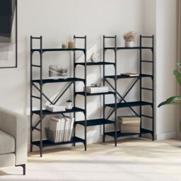 Berkfield Home Bookshelf Black 160x28.5x136.5 cm Engineered Wood - thumbnail 3