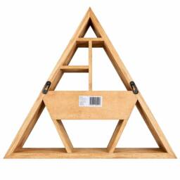 Serenityy Triangular Mango Wood Wall Shelf with Moon-Phase Drawer in Brown - thumbnail 2