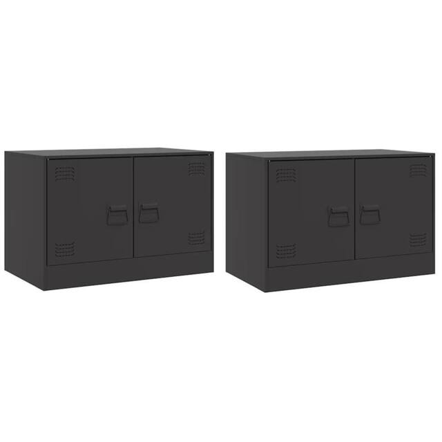 Berkfield Home TV Cabinets 2pcs Black 67x39x44 cm Steel - Size: 67 x 39 x 44 cm - image 1