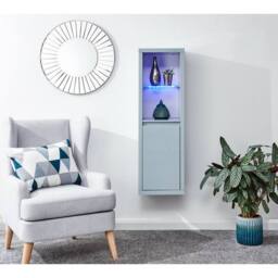 FORGEVIO HIGH GLOSS WALL MOUNTED LED DISPLAY UNIT Blue LED lights Storage in Grey - thumbnail 1