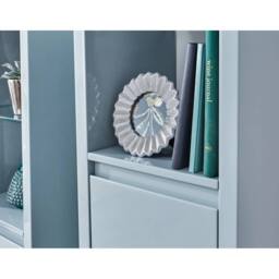 FORGEVIO HIGH GLOSS WALL MOUNTED LED DISPLAY UNIT Blue LED lights Storage in Grey - thumbnail 2