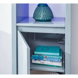 FORGEVIO HIGH GLOSS WALL MOUNTED LED DISPLAY UNIT Blue LED lights Storage in Grey - thumbnail 4