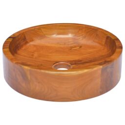 Berkfield Home Basin Solid Teak Wood Œ¶40x10 cm in Brown - Size: 40x10 cm