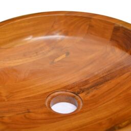 Berkfield Home Basin Solid Teak Wood Œ¶40x10 cm in Brown - Size: 40x10 cm - thumbnail 5