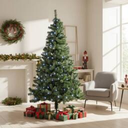 Shatchi 8FT Prelit Green Alaskan Pine Christmas Tree White LEDs - thumbnail 3
