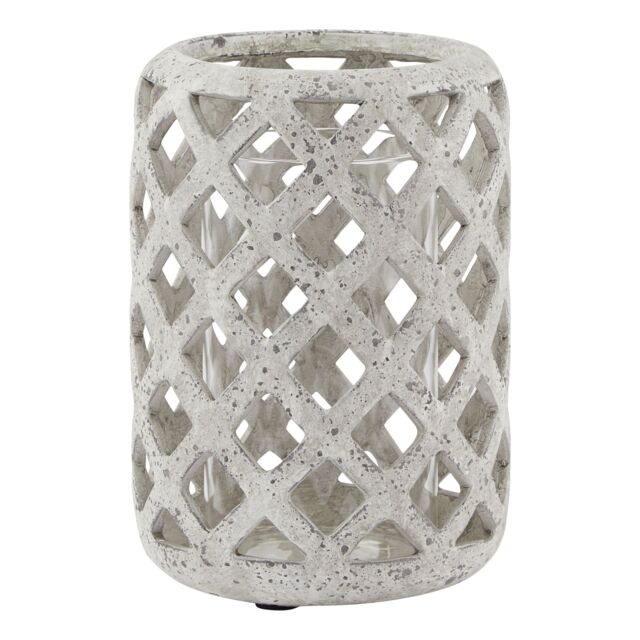 Love Lace Grey Stone Effect Hurricane Lantern - image 1