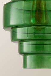 ValueLights Lane Glass 5 Tier Layered Easy Fit Ceiling Pendant Lamp Shade with LED Bulb in Bright Green - thumbnail 5