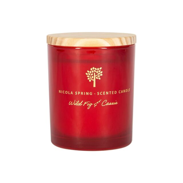 Nicola Spring 130g Wild Fig & Cassis Soy Wax Candle - Autumn Spiced Scented Jar Gift in Red - image 1