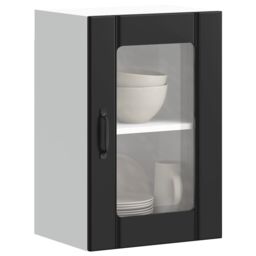 Berkfield Home Kitchen Wall Cabinet with Glass Door Lucca Black - thumbnail 1