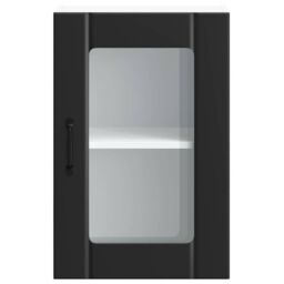 Berkfield Home Kitchen Wall Cabinet with Glass Door Lucca Black - thumbnail 5