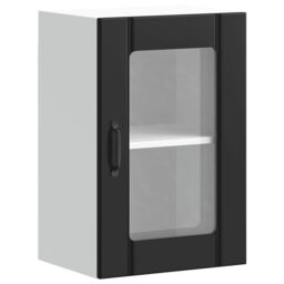 Berkfield Home Kitchen Wall Cabinet with Glass Door Lucca Black - thumbnail 2