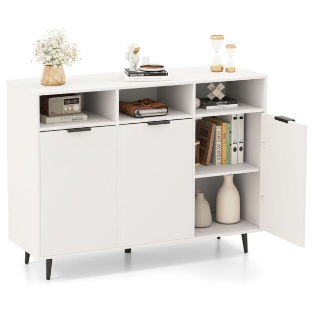 Costway Sideboard Buffet Cabinet Kitchen Storage Cabinet with Shelves in White - image 1