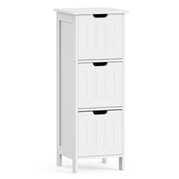 VonHaus Holbrook 3 Drawer Freestanding Bathroom Storage Drawers in White - thumbnail 2