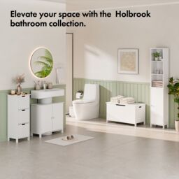 VonHaus Holbrook 3 Drawer Freestanding Bathroom Storage Drawers in White - thumbnail 8