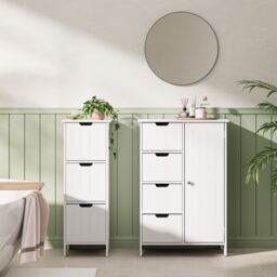 VonHaus Holbrook 3 Drawer Freestanding Bathroom Storage Drawers in White - thumbnail 5
