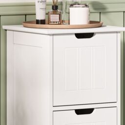 VonHaus Holbrook 3 Drawer Freestanding Bathroom Storage Drawers in White - thumbnail 6