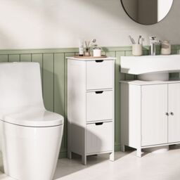 VonHaus Holbrook 3 Drawer Freestanding Bathroom Storage Drawers in White