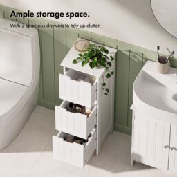 VonHaus Holbrook 3 Drawer Freestanding Bathroom Storage Drawers in White - thumbnail 3