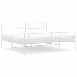 Berkfield Home Metal Bed Frame with Headboard & Footboard White 183x213 cm - thumbnail 2