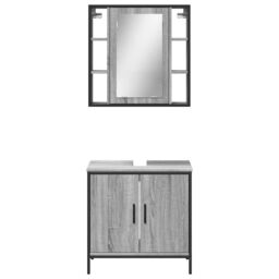 Berkfield Home 2 Piece Bathroom Furniture Set Grey Sonoma Engineered Wood - thumbnail 6