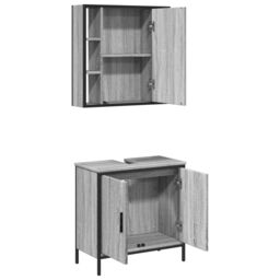 Berkfield Home 2 Piece Bathroom Furniture Set Grey Sonoma Engineered Wood - thumbnail 5