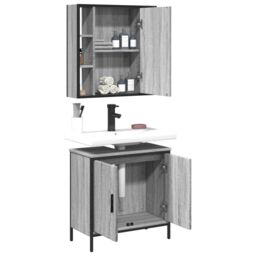 Berkfield Home 2 Piece Bathroom Furniture Set Grey Sonoma Engineered Wood - thumbnail 4