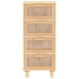 Berkfield Home Sideboard Brown 40x30x90 cm Solid Wood Pine & Natural Rattan - Size: 40 x 30 x 90 cm - thumbnail 4
