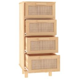 Berkfield Home Sideboard Brown 40x30x90 cm Solid Wood Pine & Natural Rattan - Size: 40 x 30 x 90 cm - thumbnail 5