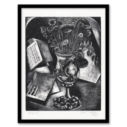"Artery8 Flower Bouquet Black White Still Life Nash Framed Wall Art Print - Size: W12"" x H16""" - thumbnail 1