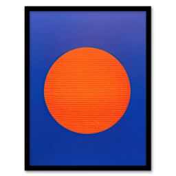 Wee Blue Coo Wall Art Print Tangerine Sunrise Minimalist Circle Blue Amber Sun Colour Block Painting Art Framed - Size: A4 - thumbnail 1