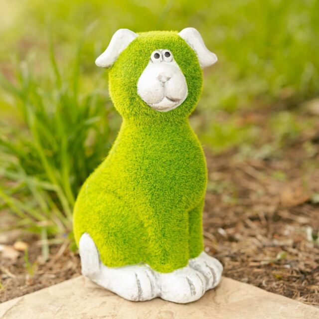 Marco Paul Green Stone & Grass Dog Garden Ornament 30cm - image 1