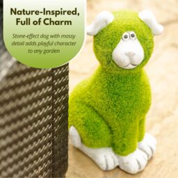 Marco Paul Green Stone & Grass Dog Garden Ornament 30cm - thumbnail 4