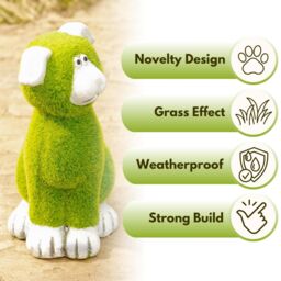 Marco Paul Green Stone & Grass Dog Garden Ornament 30cm - thumbnail 3
