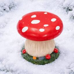 FLAVORA Red-Mushroom Garden Stool Seat in Red - thumbnail 4