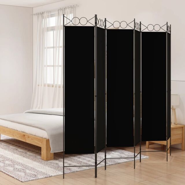 Berkfield Home 6-Panel Room Divider Black 240x200 cm Fabric - image 1